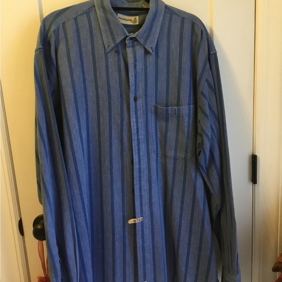 Vintage Fieldmaster Cotton Blue Striped Button-Down Shirt Size Large Tall - Picture 6 of 7
